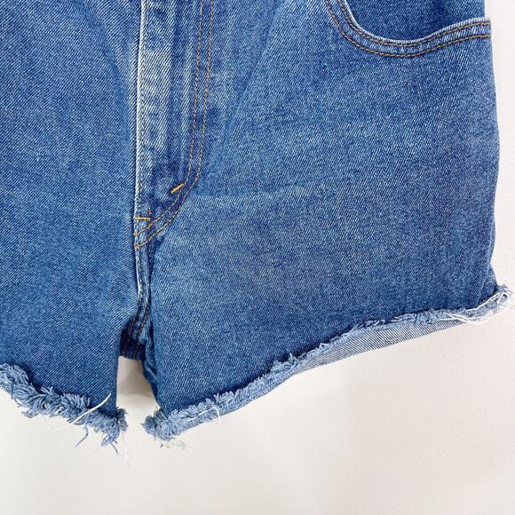 Levis 550 Cut Off Shorts Womens Size 8 Medium Wash High Waist Cotton Fringe Hem - Picture 4 of 12